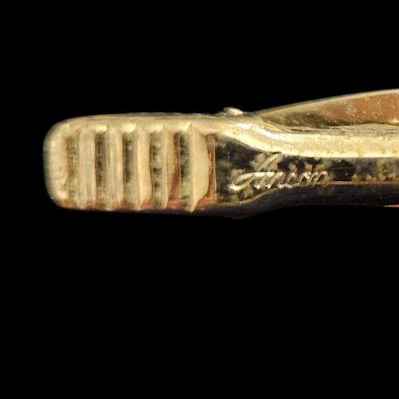 Anson Silver Tone & Copper Oval Cufflinks w/ Tie Clip Vintage Set - Picture 6 of 10